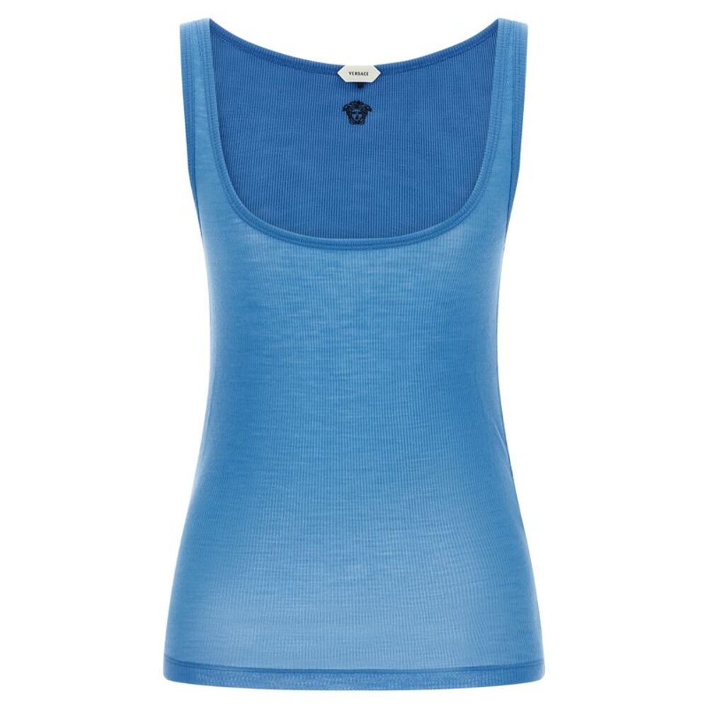 Versace Blue Virgin Wool Tank Women's Tops